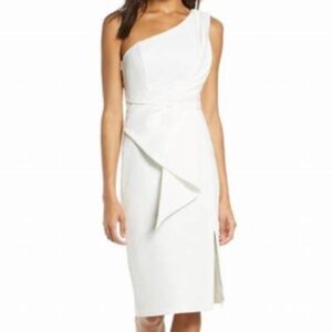 Eliza J One Shoulder Cocktail dress in off white, size 6